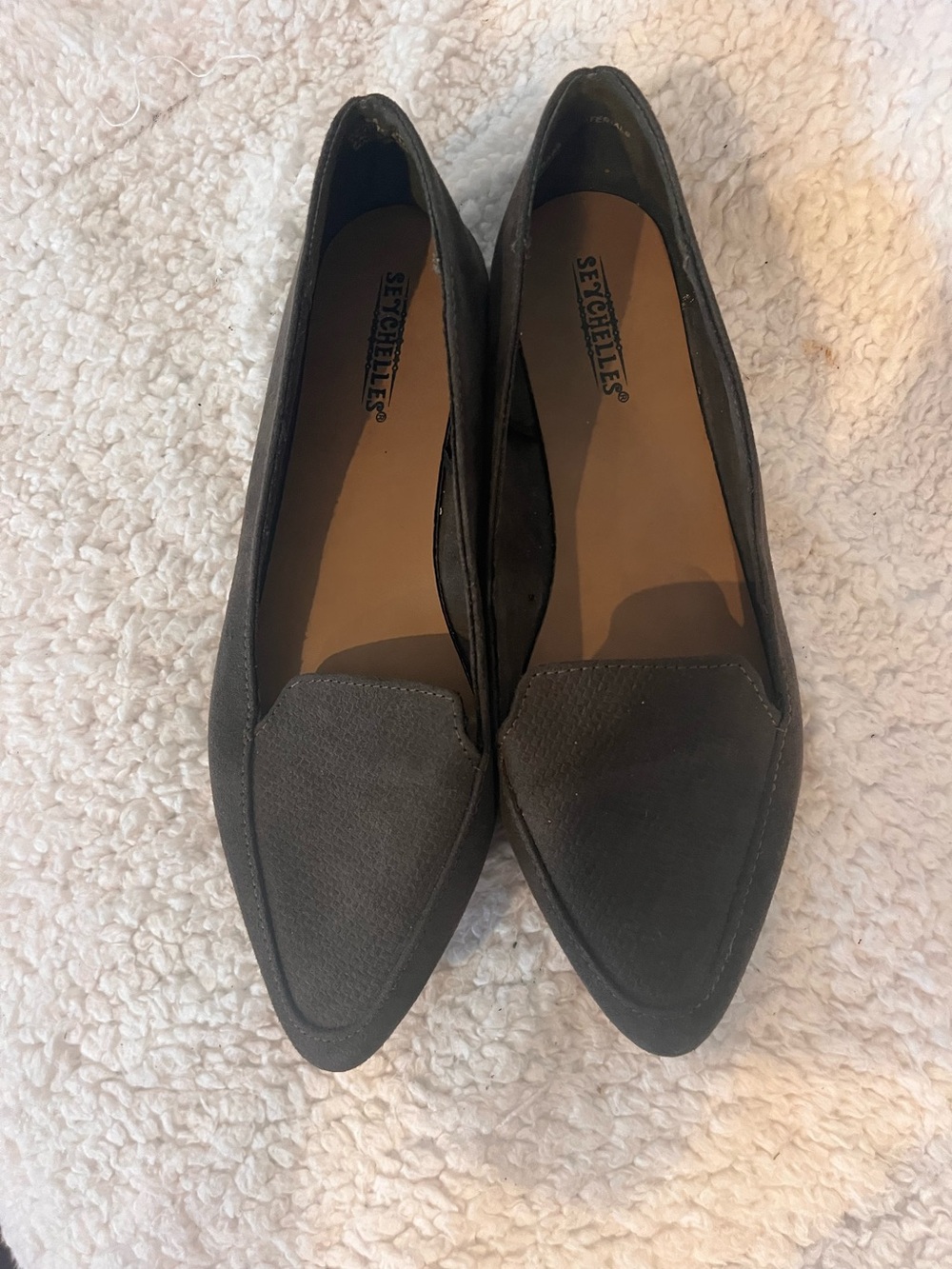 Anthropologie Seychelles "Bass" Olive Army Green Flats Loafers 7.5 Pointed Toe